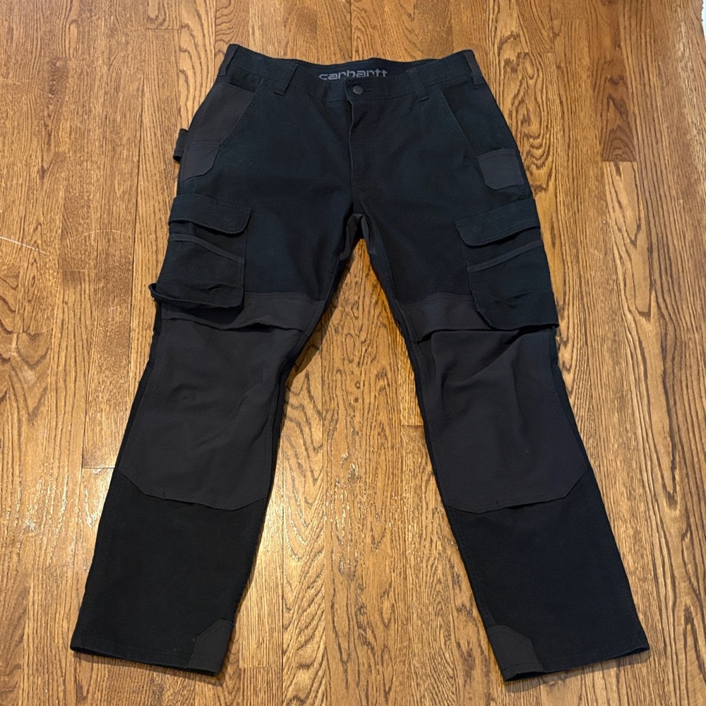 Carhartt  Steel Black Men's Cargo Work Pants with Reinforced Knees